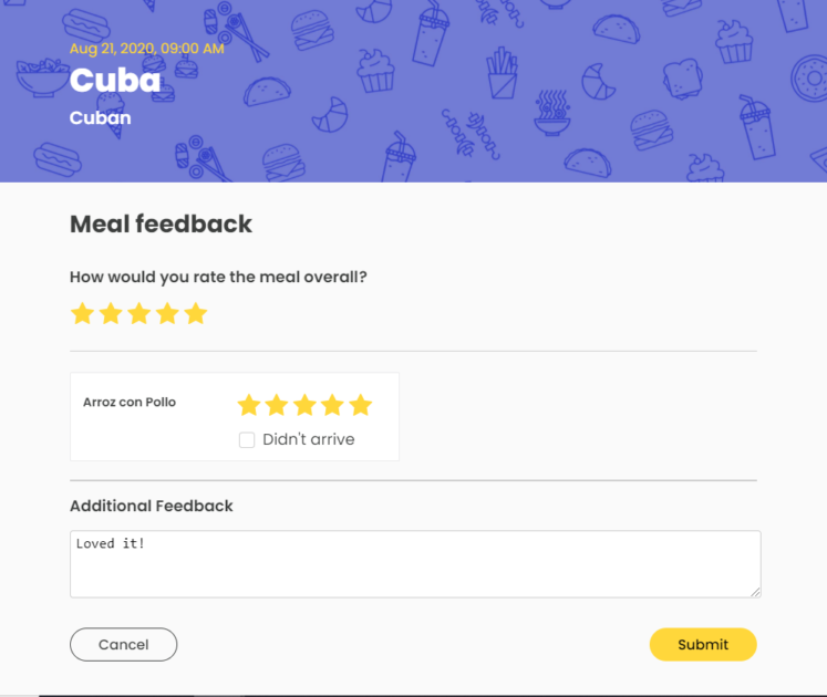 meal feedback